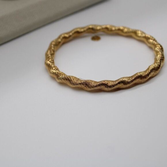 Sterling Silver Gold-tone Stretch Bangle by Leslie's - Picture 2 of 10